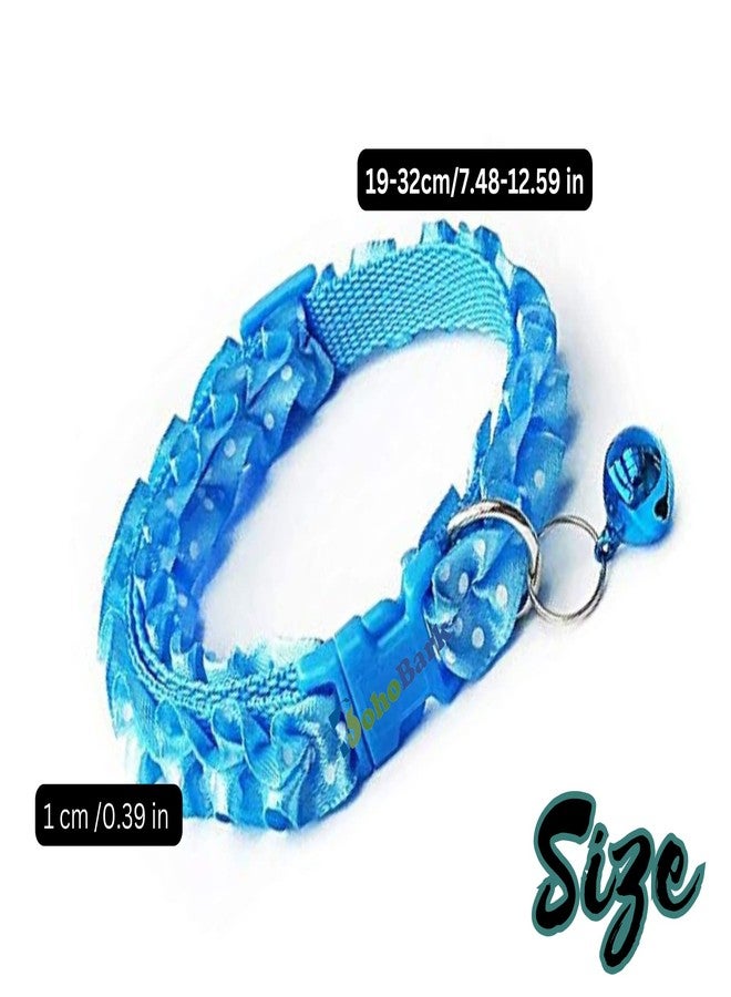 BohoBark Sweet Flower Design Dog Collars Puppy Necklace with Bell Charm for Small Dogs (Sky Blue, Unique Frill Design Collar), 32 x 1 cm - Image 2